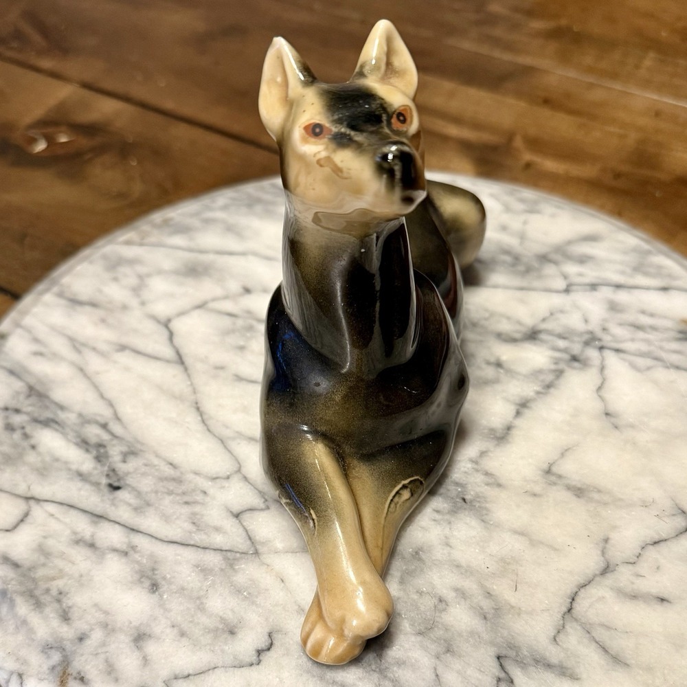 VTG 60s MCM Doberman Pinscher Dog Ceramic Figure Figurine Hand-Painted Brazil - Picture 2 of 8